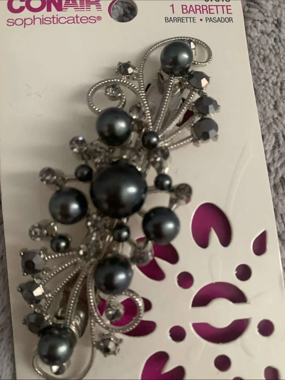 🆕- CONAIR Gunmetal Pearl & Crystal Hair Clip